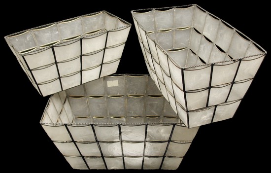 3 PC Capiz Rectangle Basket MM1-90 8/4/13