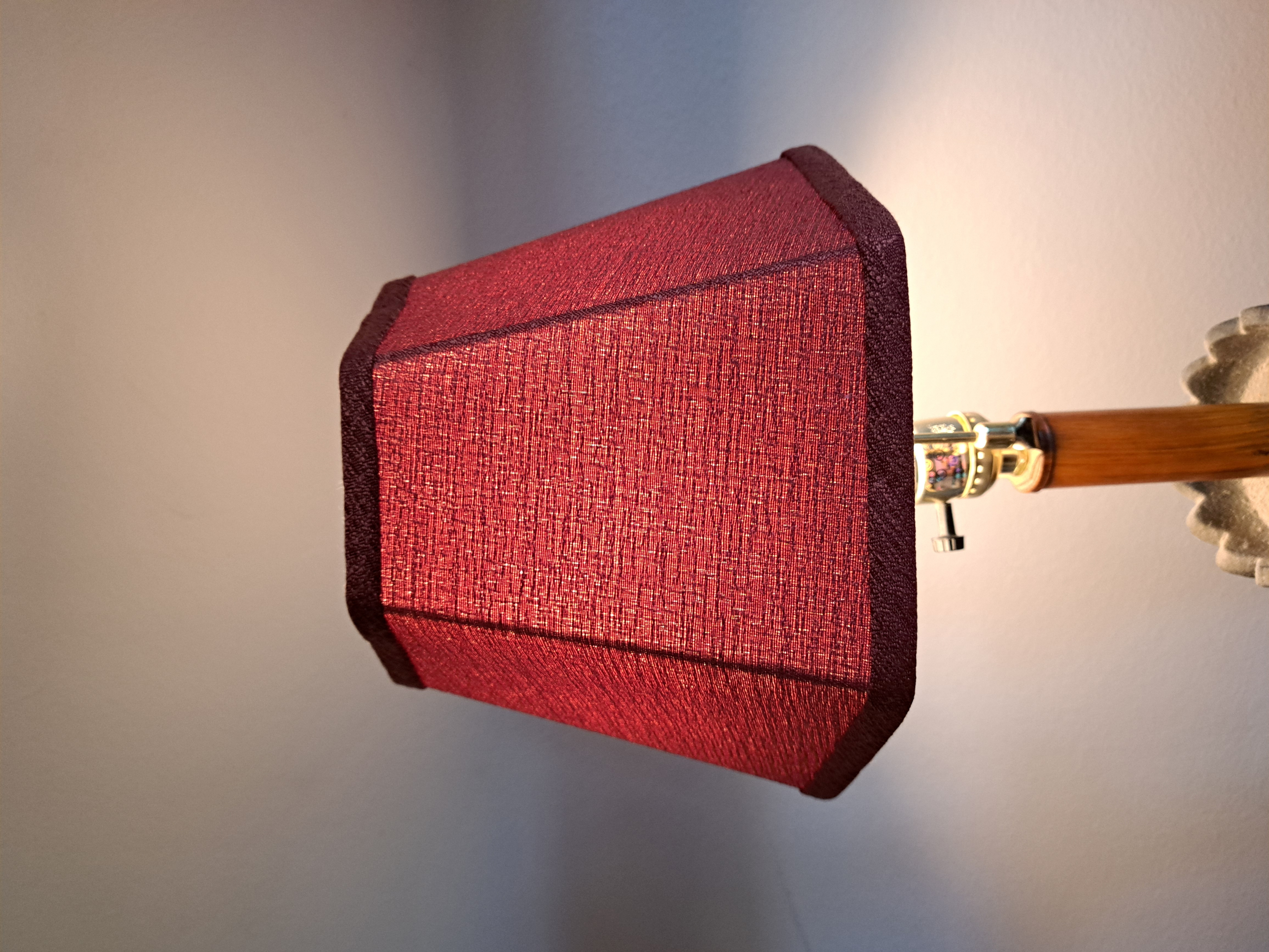 LampshadeHB rust color fabric on hard lampshade paper unofitter measuring 5.5x9x7 inches