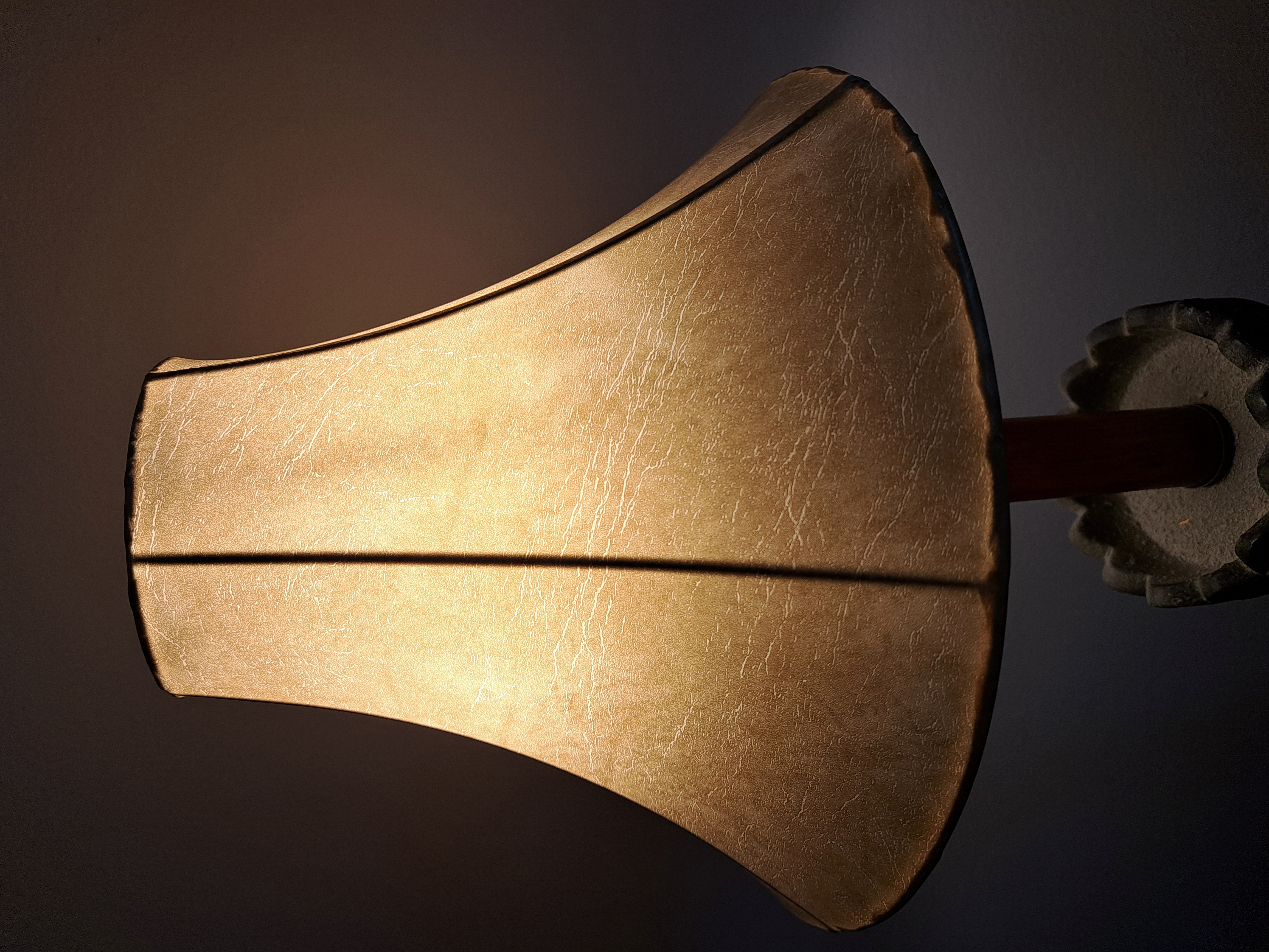 Lampshade HB bell tan naugahyde 5.5x14.75x10.5