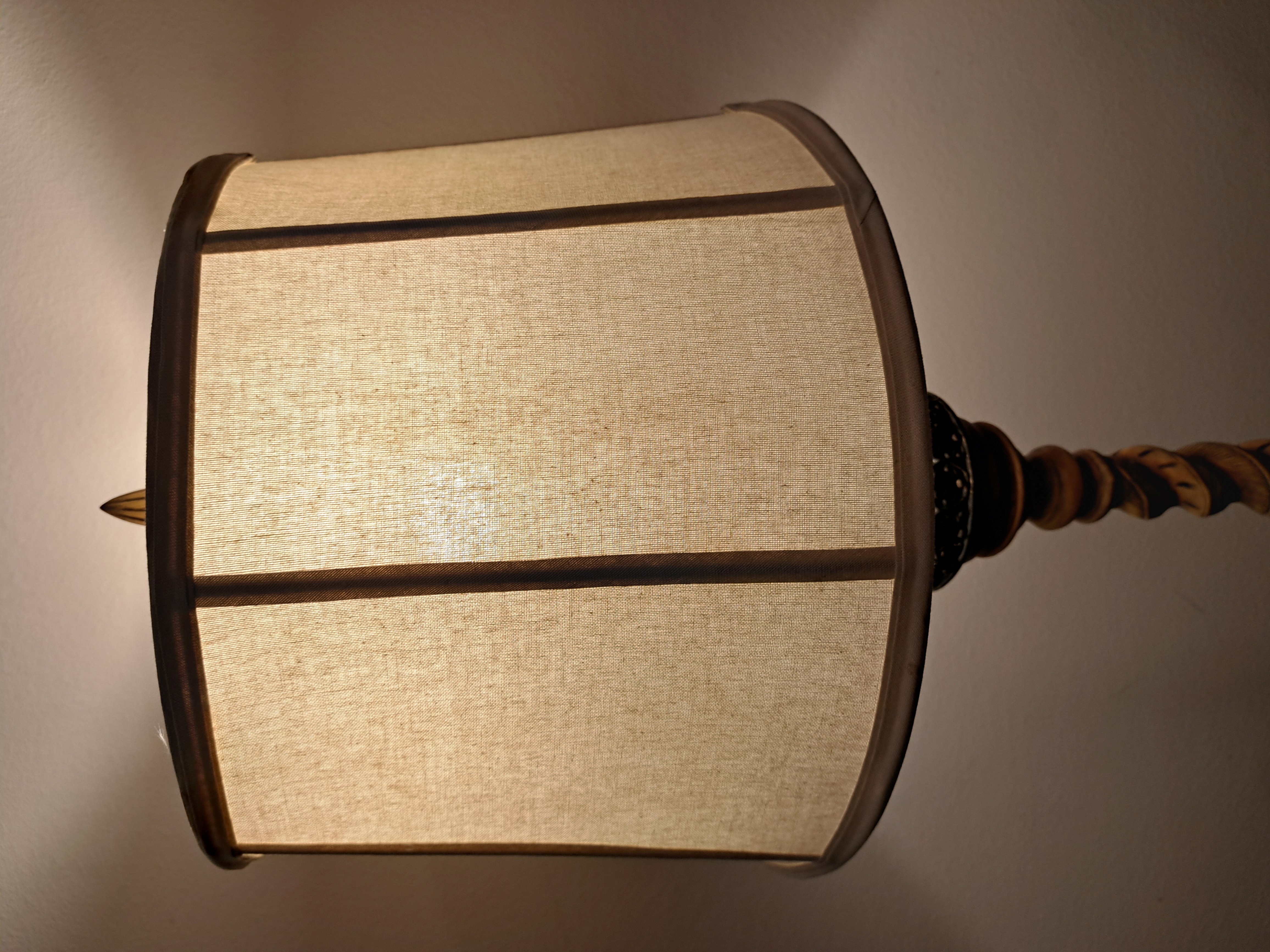 Lampshade Drum Fabric on Fabric cream color with matching color trim 13x16x10.5 inches