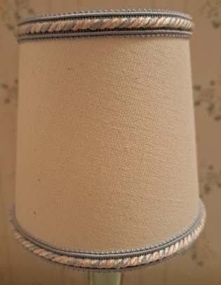 Lampshade clipon cream with blue & pink trim 3x4x4