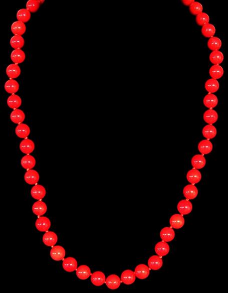 2" CONE SHELL PENDANT CORAL RED SEED BEADS 20" necklace 