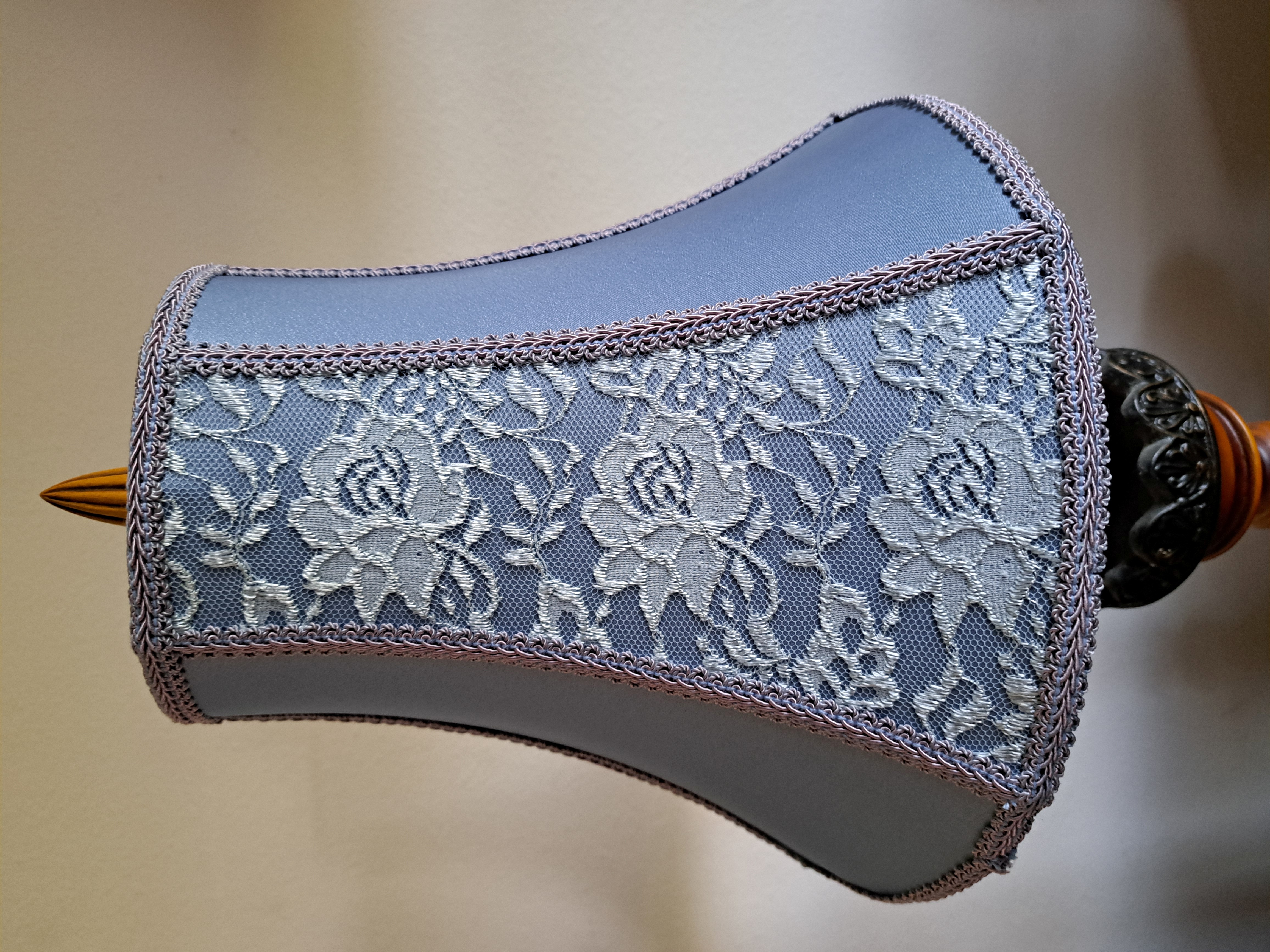 lampshade_Bell_handsown_Slate Blue blue laceinsert 6x12x10_Slate-Blue_blue