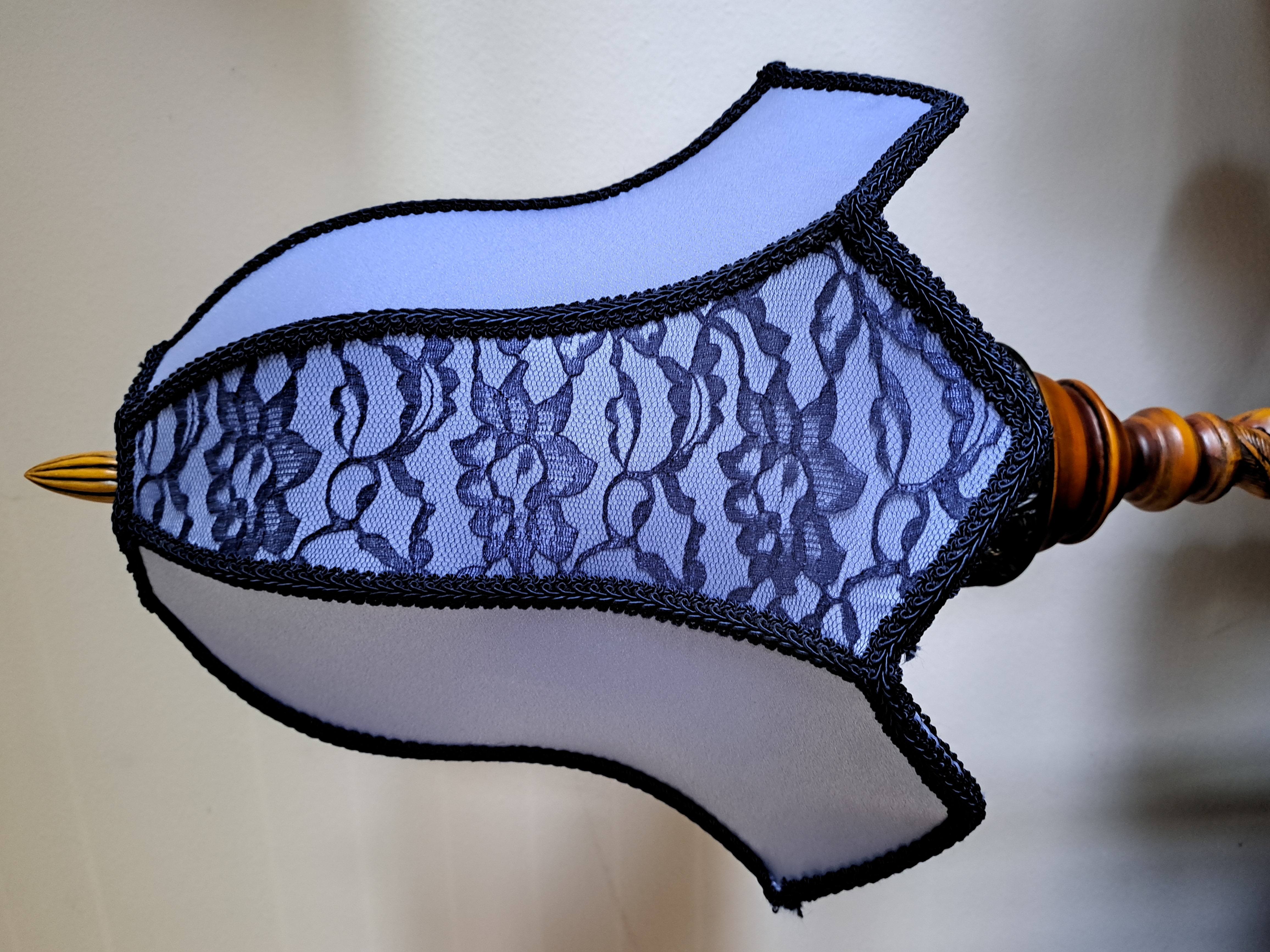 Lampshade lotus navy blue Hndsewn 4x14x13