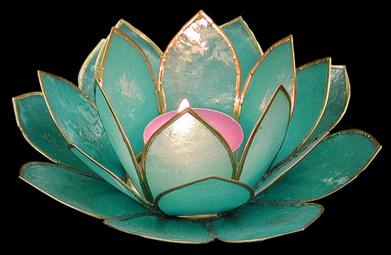 Turquoise Lotus Candle Holder