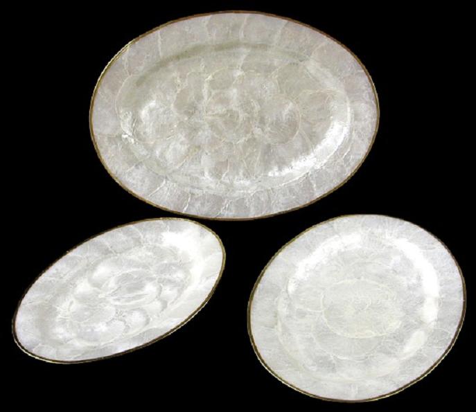 Three Piece Capiz Gold Trim Oval EE1-90  1/12/13