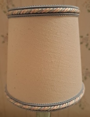 Lampshade clipon cream with seafoam green trim 3x4x4