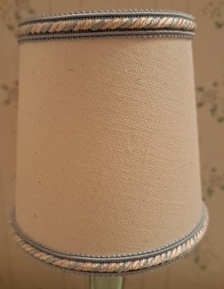 Lampshade clipon cream with blue & pink trim 3x4x4