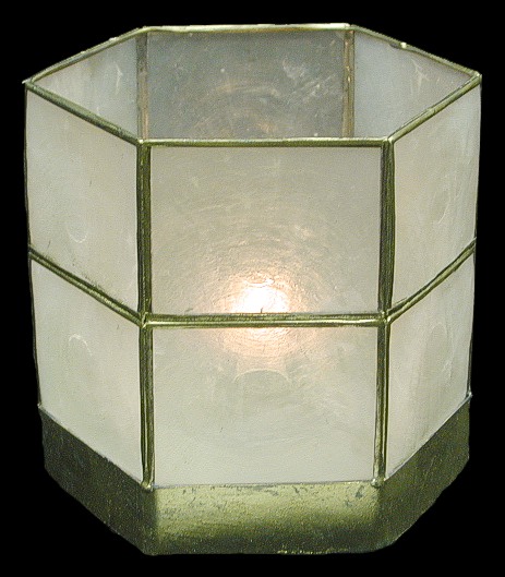 Capiz Hex Candle Holder