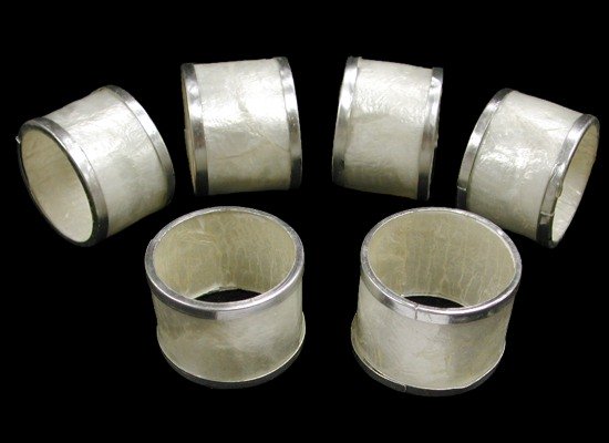 Capiz Napkin Ring with Silver Trim