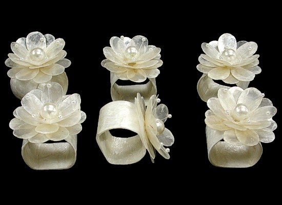 Capiz Napkin Ring w/Pearls